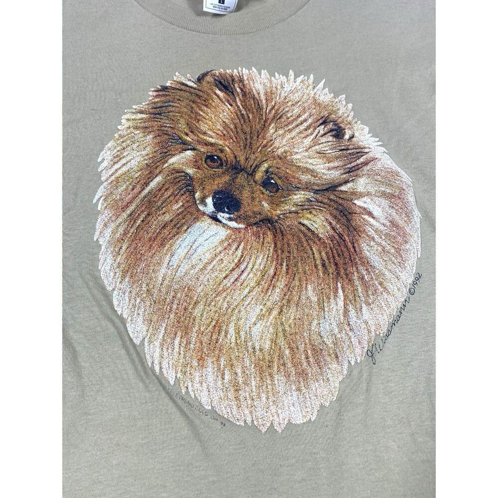 Vintage Graphic T-Shirt Pomeranian Dog Adult LARGE Tee Fruit of The Loom Y2K - Picture 3 of 12